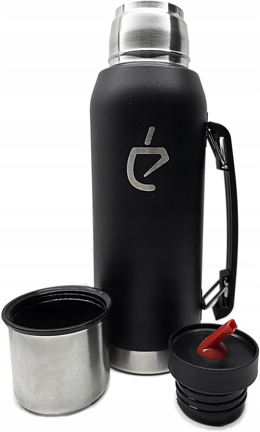 Coffret Yerba Mate Complet : Calabaza Inox 280 ml, Bombilla Noire, bouteille isotherme 1L, Brosse de Nettoyage, Boîte Cadeau Élégante, Sans BPA
