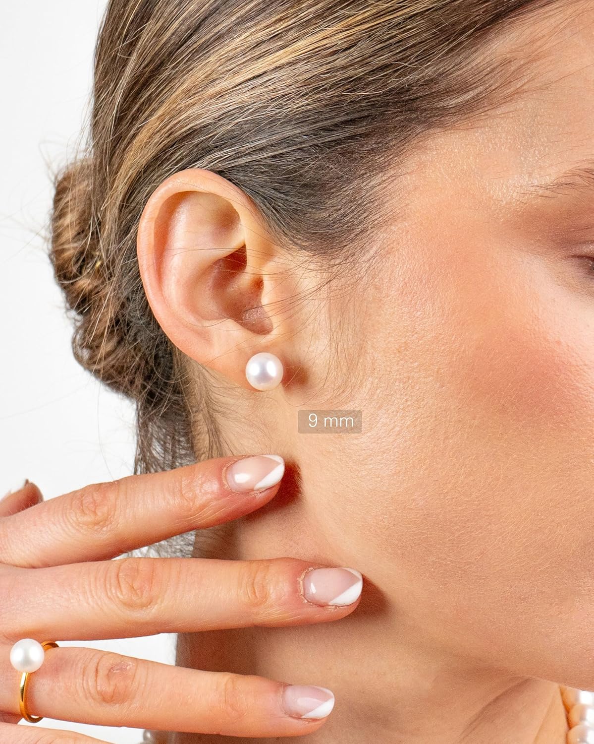 Secret & You - Boucles d'oreilles en perle pour femme et fille, Perles d'eau douce cultivées en forme de bouton - Argent sterling 925 - Disponible en 10 tailles de 4 mm à 13 mm Argent sterling 9.0-9.5mm