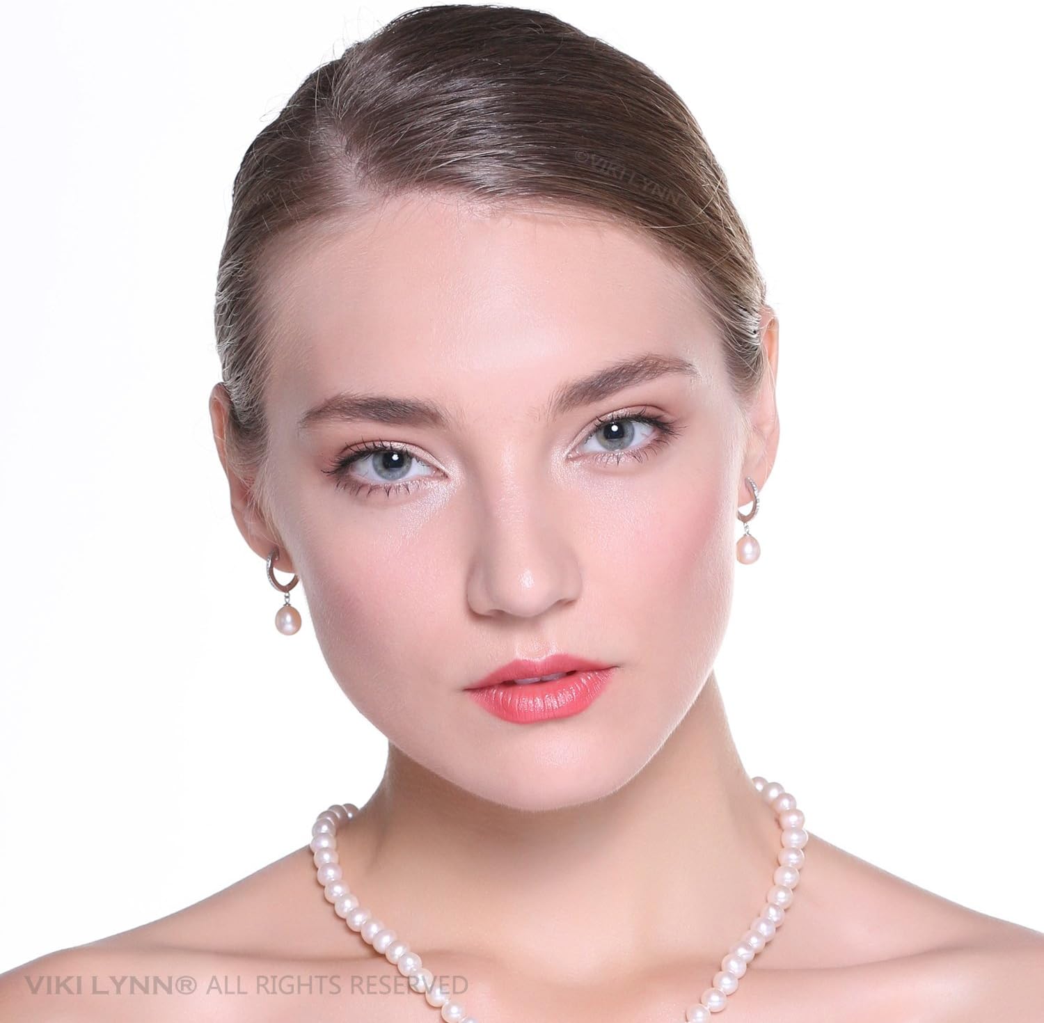 VIKI LYNN - Boucles d'Oreilles Femme Perles Pendantes 8.5-9mm Argent 925/1000 Classique et élégant Idée cadeau original ou mariage ou fête des mères