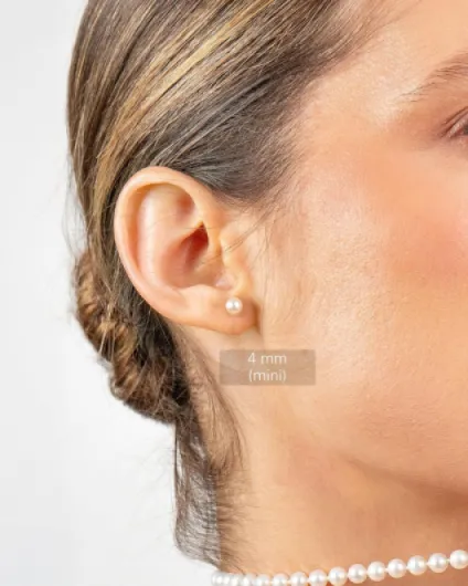 Secret & You - Boucles d'oreilles en perle pour femme et fille, Perles d'eau douce cultivées en forme de bouton - Argent sterling 925 - Disponible en 10 tailles de 4 mm à 13 mm Argent sterling 4.0-4.5mm