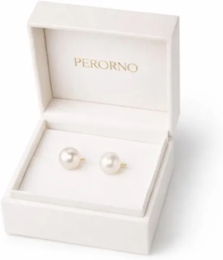 Boucles d'oreilles perles de culture et argent doré en or 18 carats, taille 6-6,5 mm, couleur blanche et lustre et haut Orient 7-7.5 mm