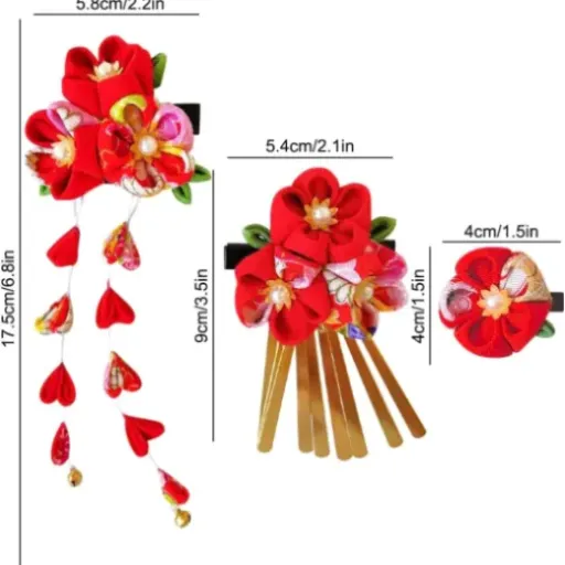 Test Umibow Lot de 3 pinces à cheveux japonaises : des fleurs rouges qui font le job pour pas trop cher