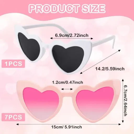 Test Annhao Lunettes de Soleil Cœur (lot de 8) : le kit EVJF pas cher qui fait le job